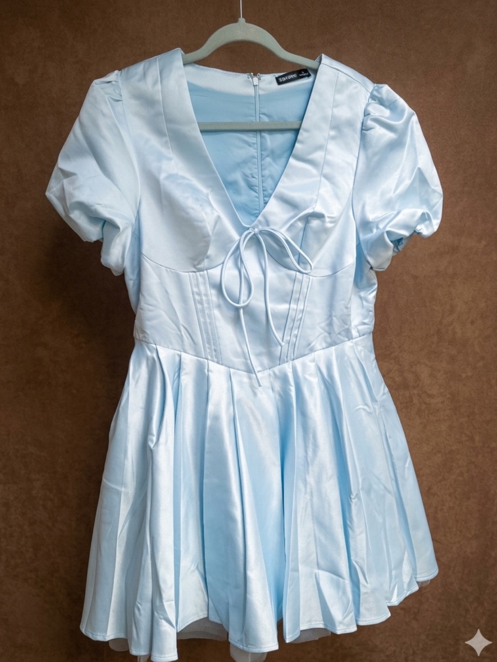 lovely blue satin dress